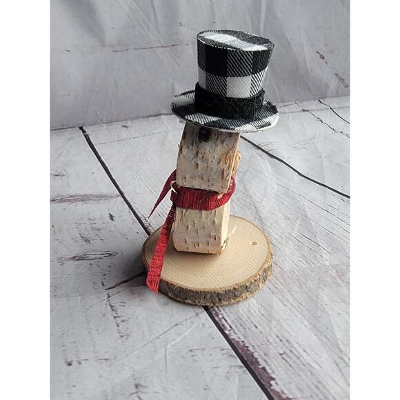 rustic wooden Slice snowman handmade winter decor Countrycore Farmhouse #2 - Picture 5 of 7